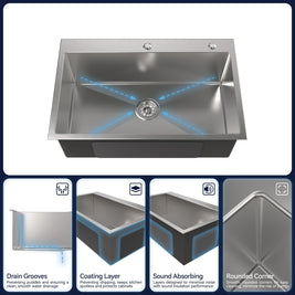 COZY Stainless Steel Kitchen Sink, 30