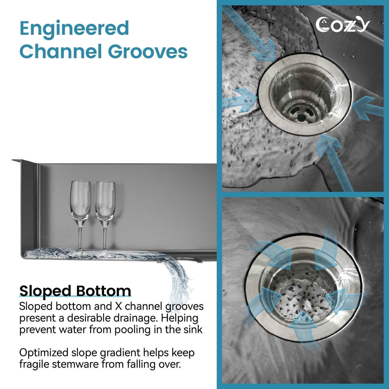 Cozy n Bath 33x22 inch overmount kitchen sink with accessors and drain,SS-BL01D-332208-2-WG