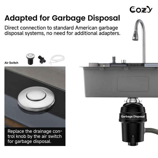 Cozy Garbage Disposal and Air Switch for SSBL06 Worksation 29.5'' Waterfall Sink