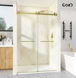 Cozy 48" / 54"/ 60" x 76" Frameless Double Slide Shower Door 3/8" Tempered Glass