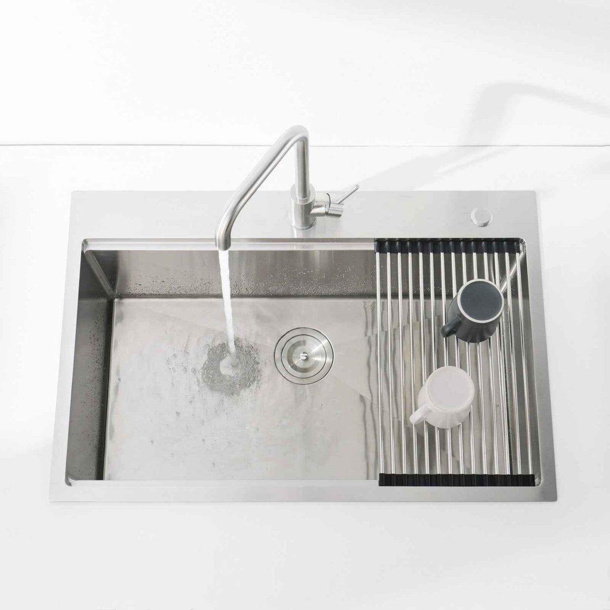 Cozy n Bath 33x22 inch overmount kitchen sink with accessors and drain,SS-BR01D-332208