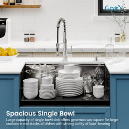 Cozy undermount stainless steel black sink 33x19x10 inch with accessory