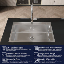 COZY Stainless Steel Kitchen Sink, 30