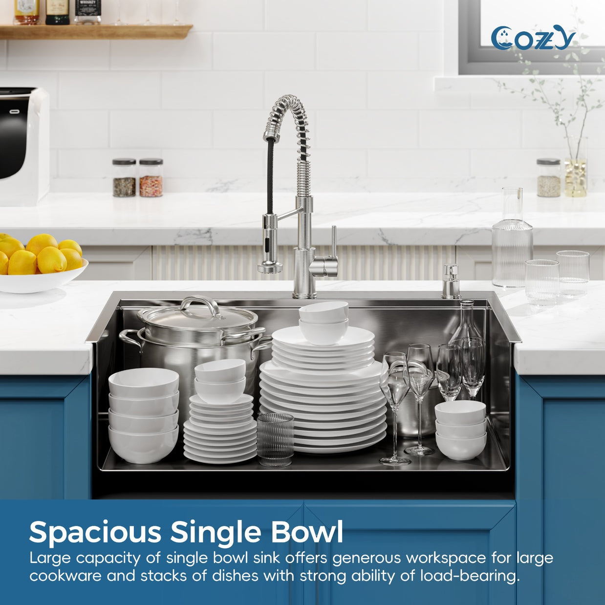 Cozy n Bath 33x22 inch overmount kitchen sink with accessors and drain