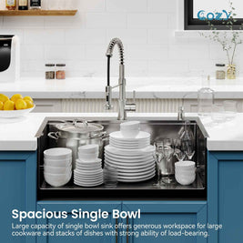 Cozy n Bath 33x22 inch overmount kitchen sink with accessors and drain,SS-BL01D-332208-2-WG