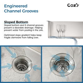 Cozy undermount stainless steel Brush sink 33x19x8 inch with accessory