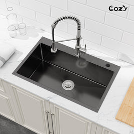 Cozy n Bath 30x19 inch overmount kitchen sink with accessors and drain