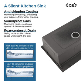 Cozy n Bath 33x22 inch overmount kitchen sink with accessors and drain