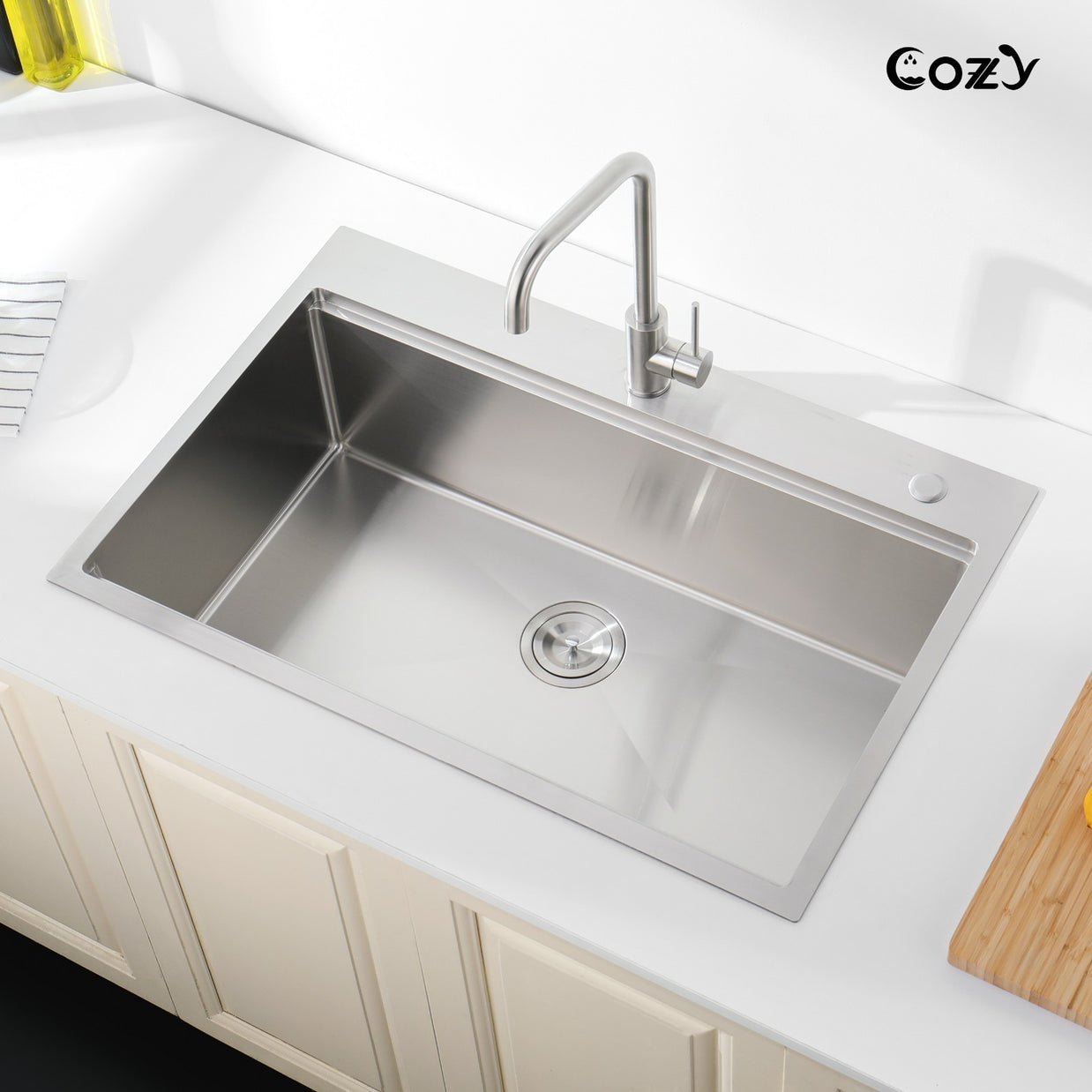 Cozy n Bath 36x22 inch overmount kitchen sink with accessors and drain
