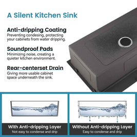 Cozy n Bath 33x22 inch overmount kitchen sink with accessors and drain,SS-BR01D-332208