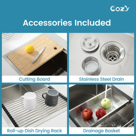 Cozy n Bath 36x22 inch overmount kitchen sink with accessors and drain