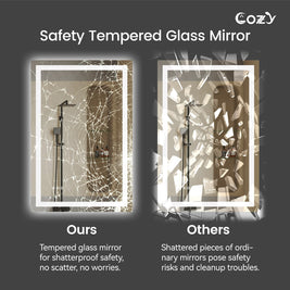 28x36'' LED Bathroom Mirror Wall Vanity Mirror Dimmable Anti-fog Tempered Glass