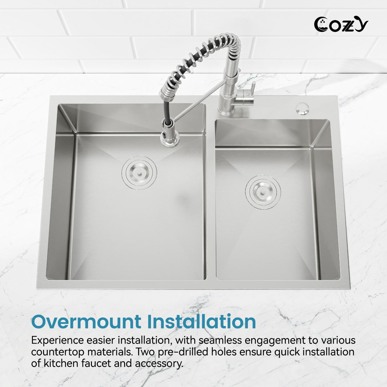 COZY Stainless Steel Kitchen Sink, 33