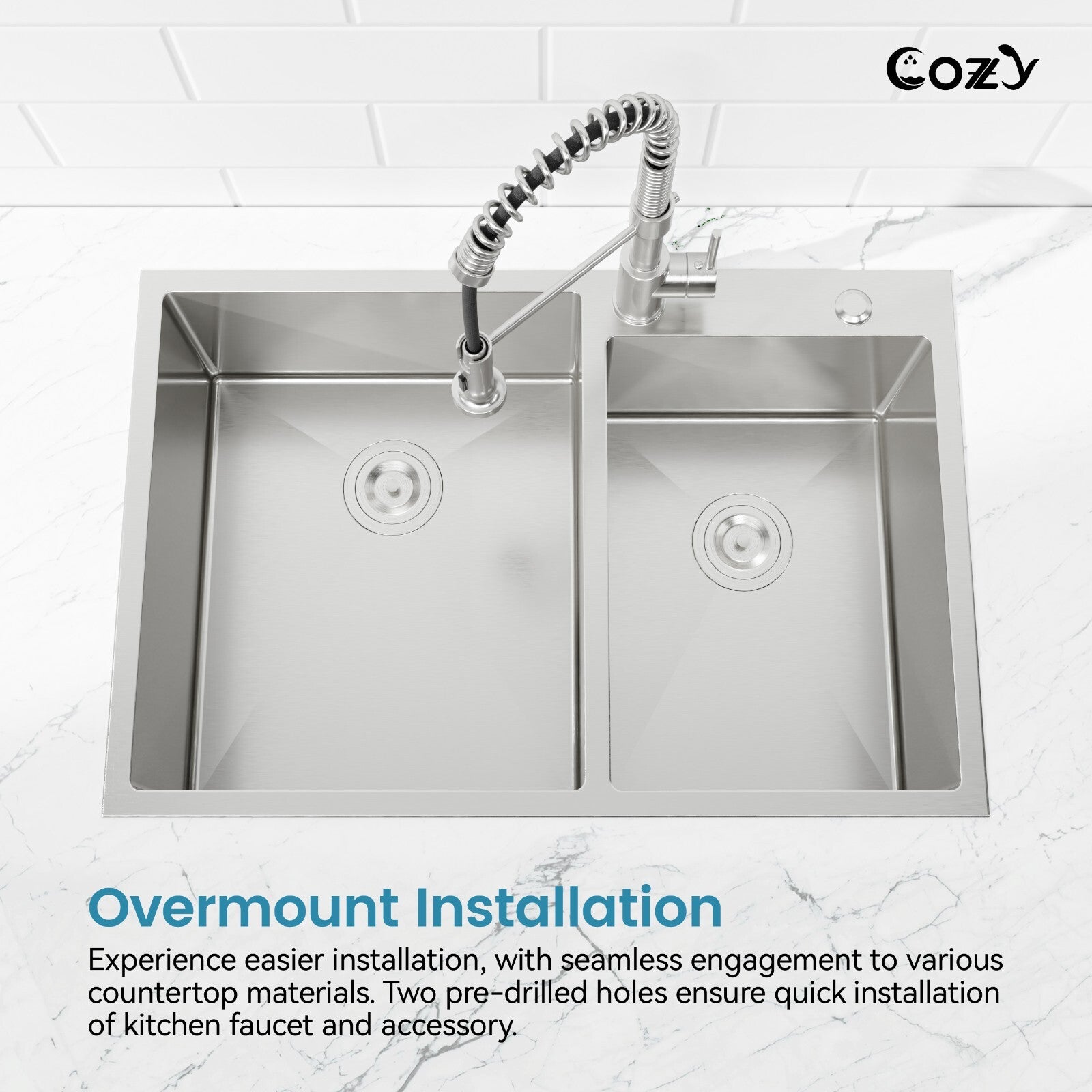 COZY Stainless Steel Kitchen Sink, 33