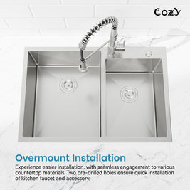COZY Stainless Steel Kitchen Sink, 33
